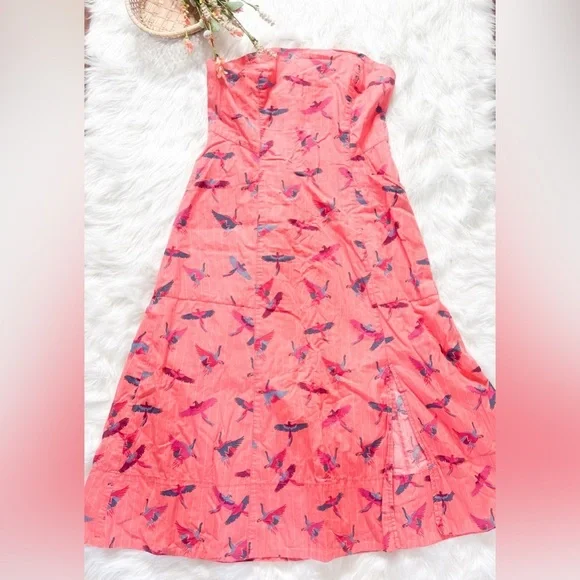 Free People sunshine of your love  Bird Print Strapless Dress 8 - Picture 2 of 2